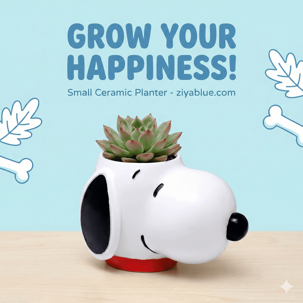 The Peanuts Plant Pot – Snoopy Resin Planter (Happiness Is...) - Ziya Blue