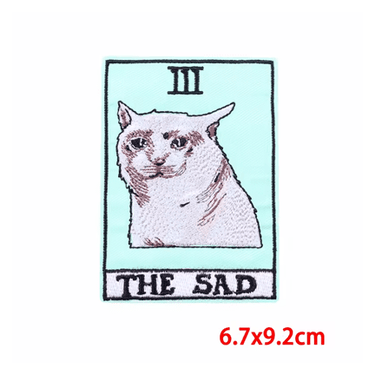 The Sad Cat Tarot Iron On Patch - Ziya Blue