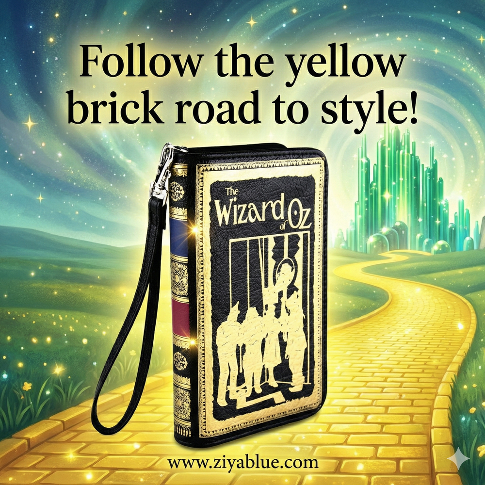 The Wizard of Oz Wallet – Vinyl Book Clutch (No Place Like Home) - Ziya Blue