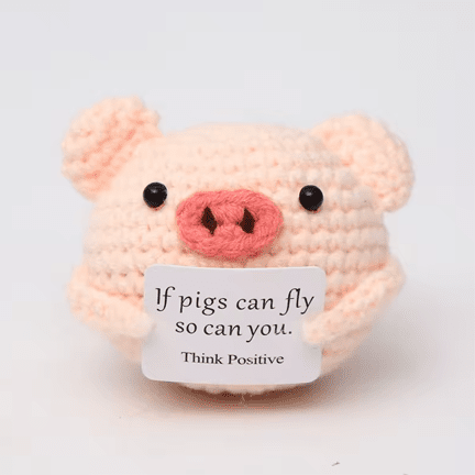 Think Positive Pig Crochet - Ziya Blue