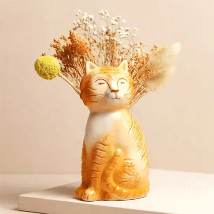 Tigger the Orange Cat Vase - Ziya Blue