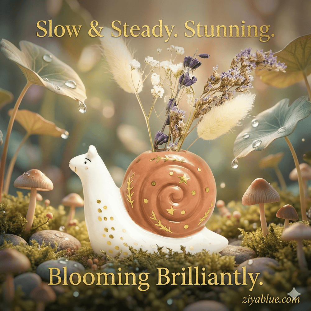 Tiny Snail Ceramic Bud Vase — Cream & Brown 🐌✨ - Ziya Blue