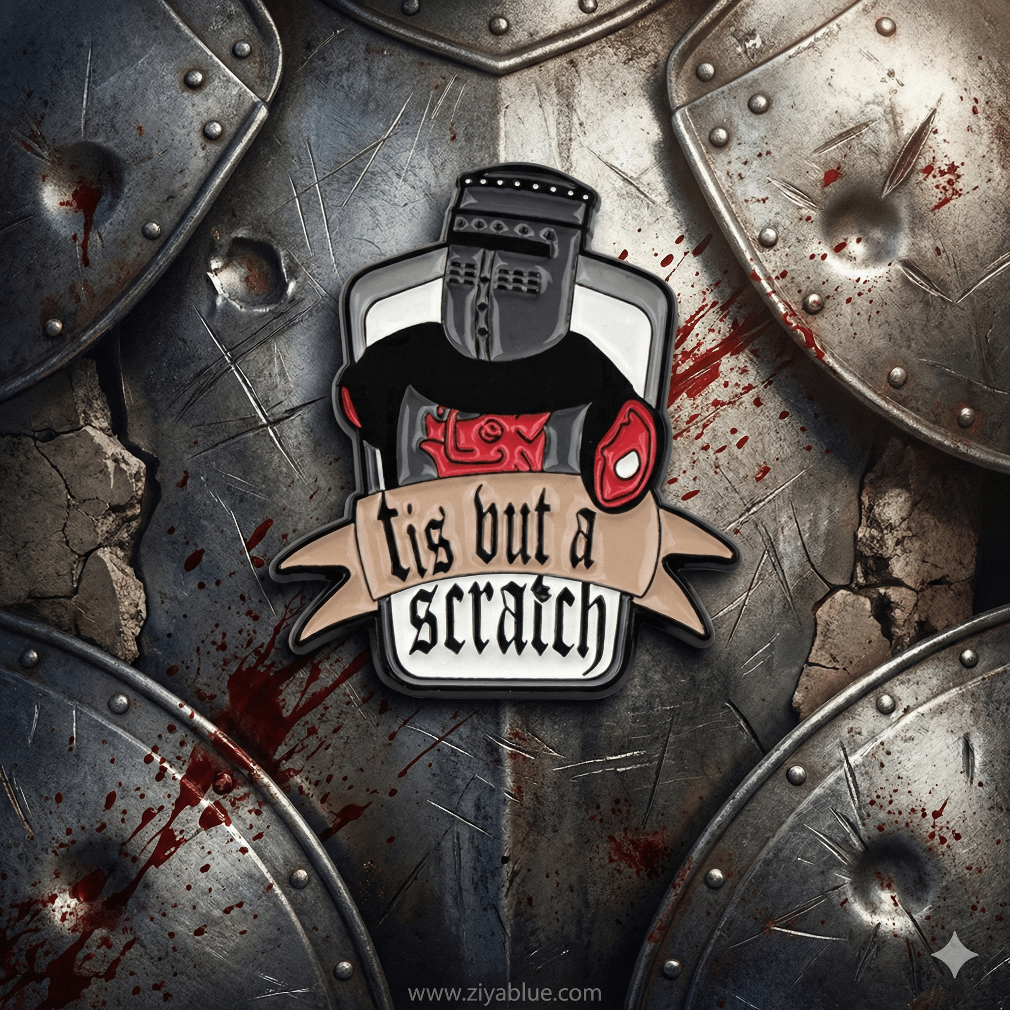 Tis But A Scratch Enamel Pin - Ziya Blue