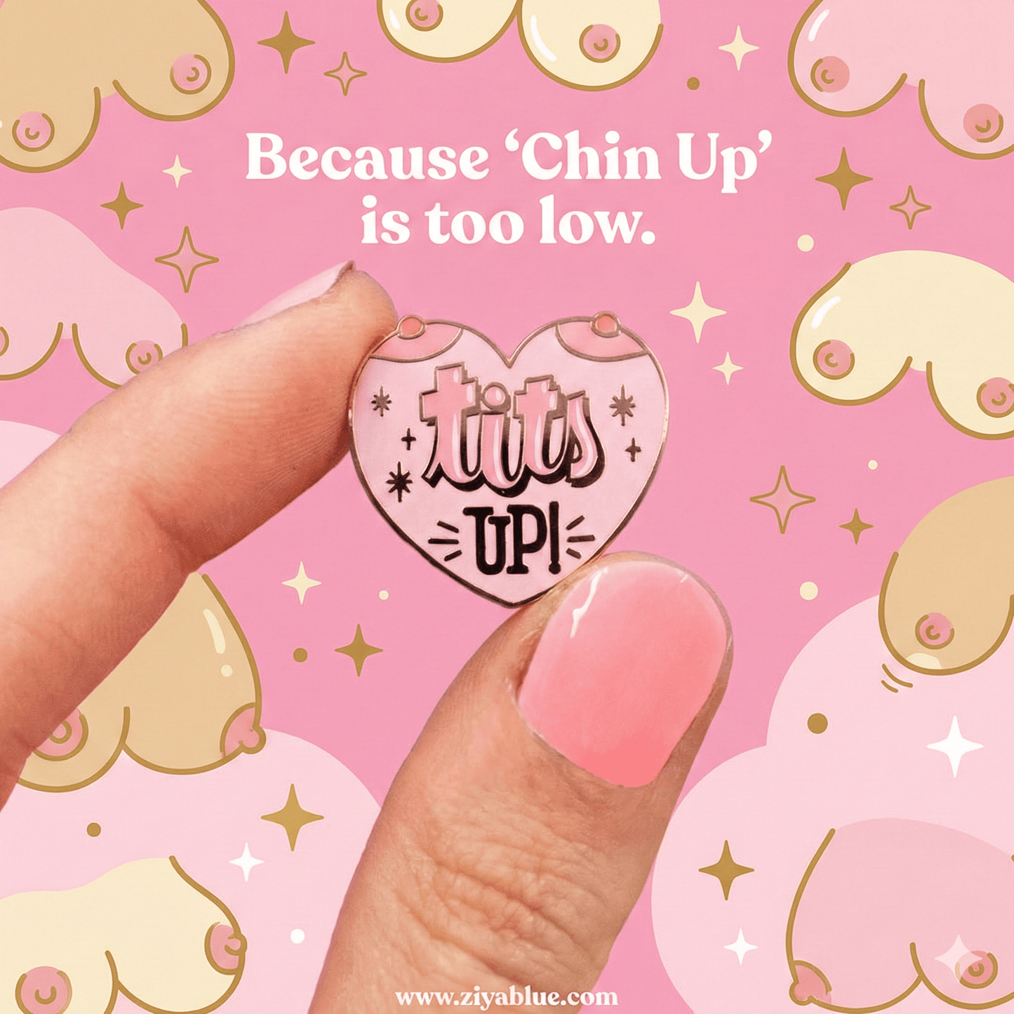 Tits Up Enamel Pin - Ziya Blue