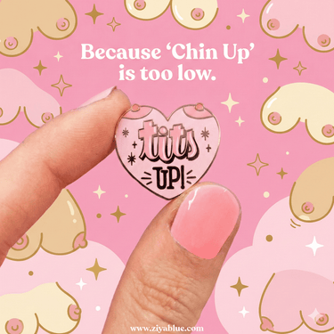 Tits Up Enamel Pin - Ziya Blue