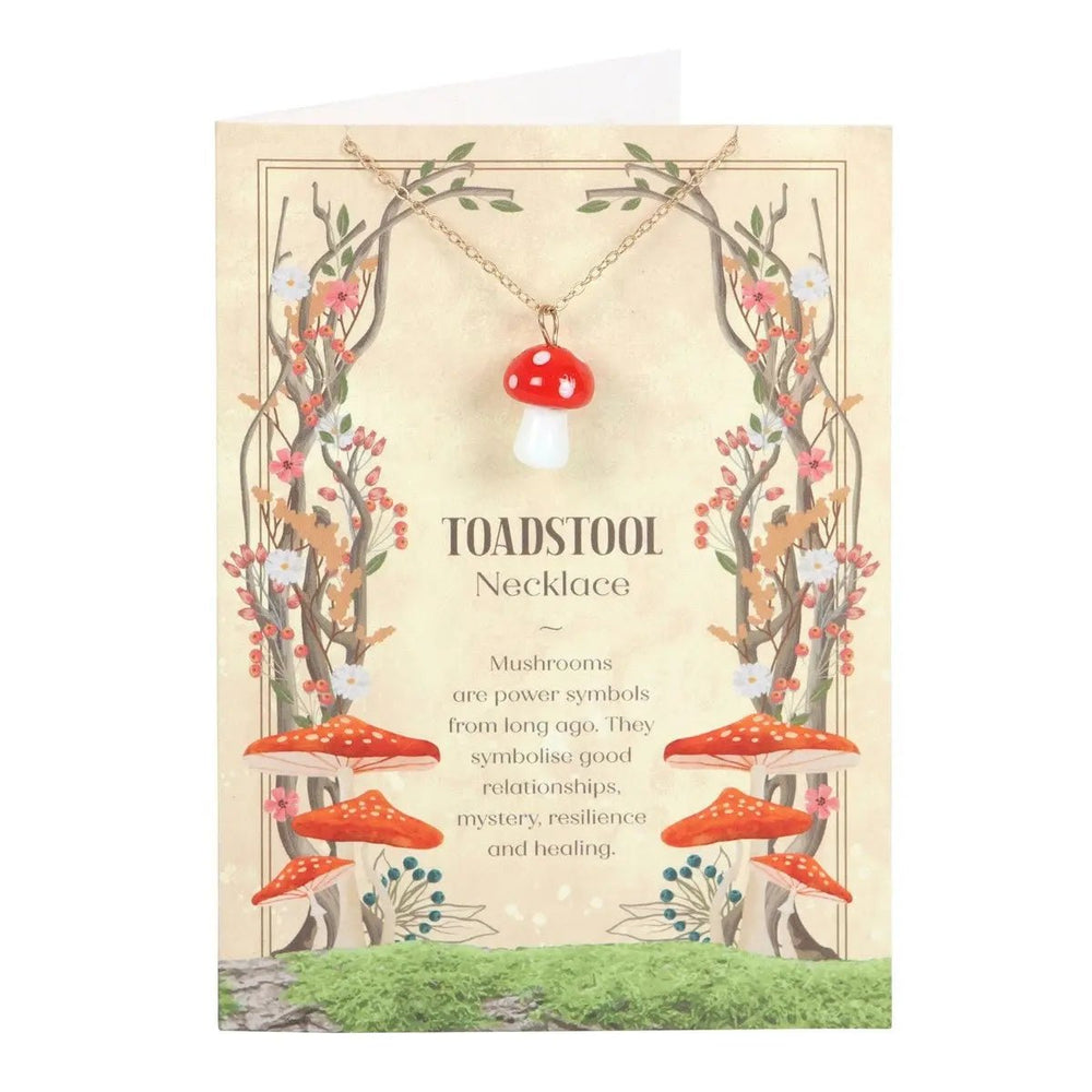 Toadstool Charm Necklace Greeting Card - Ziya Blue