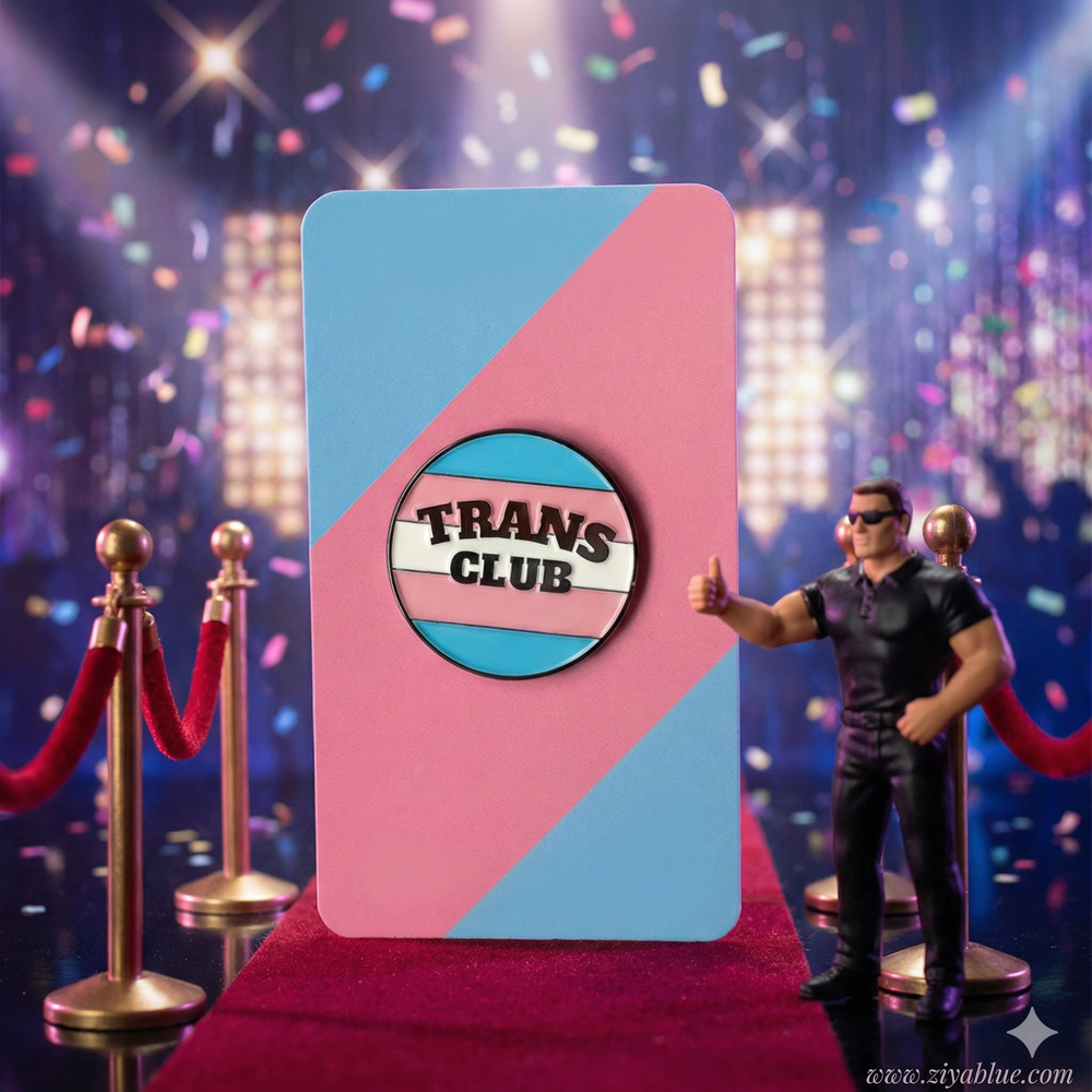 Trans Pride Club Enamel Pin – LGBTQ+ Accessory (Visibility & Vibes) - Ziya Blue
