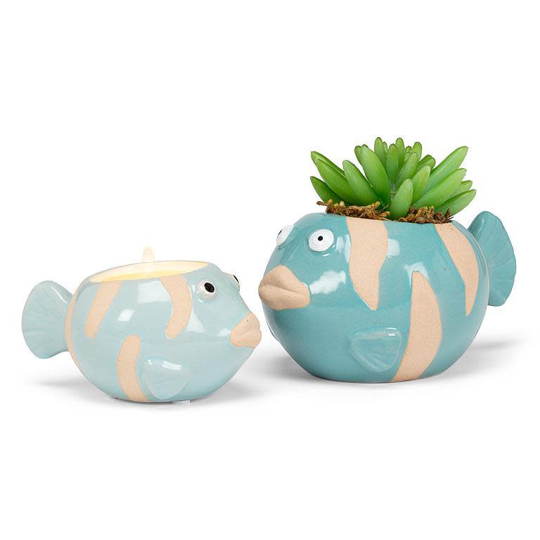 Turquoise Fish Planter - Ziya Blue