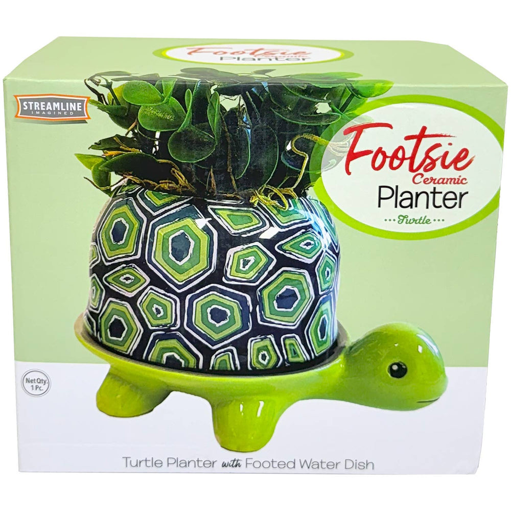 Turtle Footsie Planter - Ziya Blue