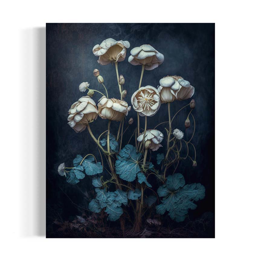 Vintage Mushroom Flower Wall Art 8x10 - Ziya Blue