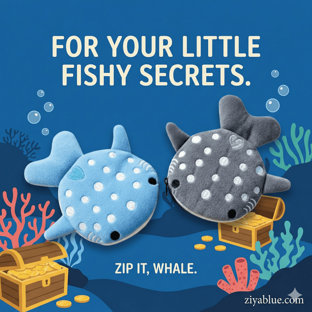 Whale Shark Plush Coin Purse – The "Pocket Predator" Keychain Wallet - Ziya Blue