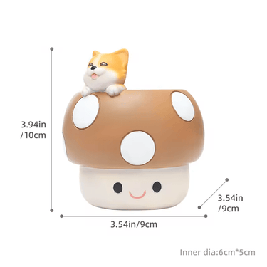 🐾 Whimsical Mushroom Animal Planter 🍄🌿 - Ziya Blue