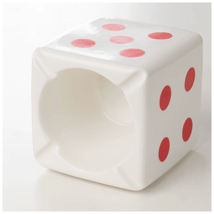 White Glazed Ceramic Dice Ashtray - Ziya Blue