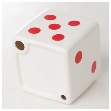 White Glazed Ceramic Dice Ashtray - Ziya Blue