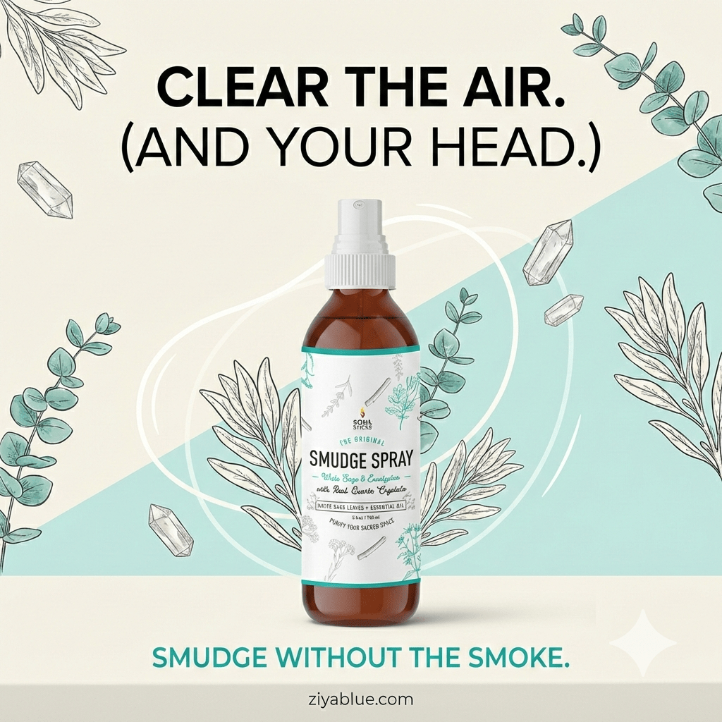 White Sage & Eucalyptus Smudge Spray (3.5 oz) 🌿✨ - Ziya Blue