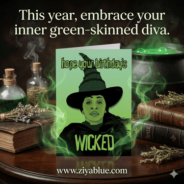 Wicked Witch Inspired Birthday Card - Ziya Blue