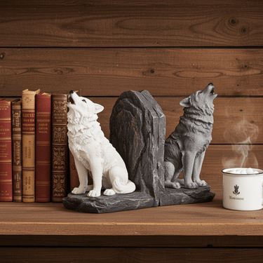 Wolf Bookends Set - Ziya Blue