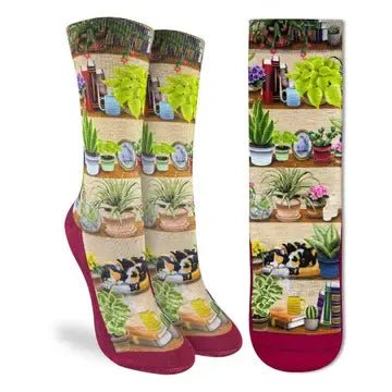 Women's Bookshelf Of Plants Socks - Ziya Blue