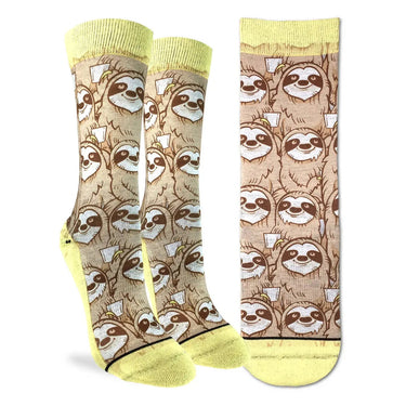 Women's Coffee Sloth Socks - Ziya Blue