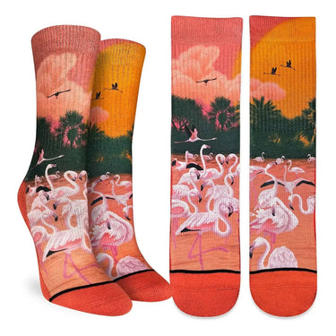 Women's Flamingos in the Sunset Socks - Ziya Blue