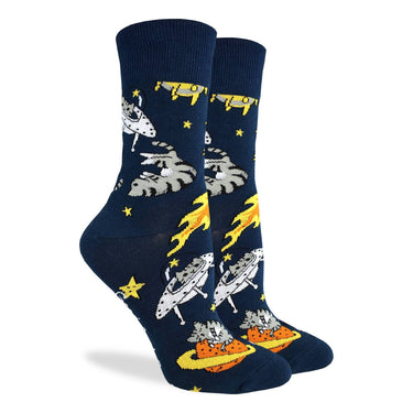 Women's Space Cat Socks - Ziya Blue