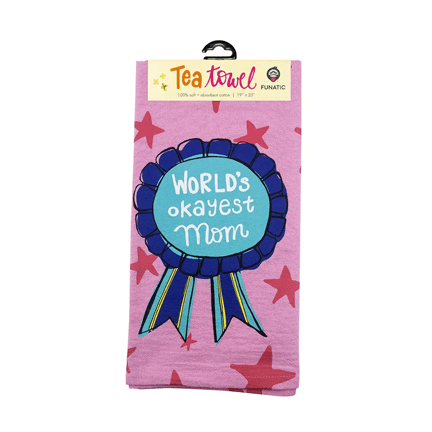 World's Okayest Mom Tea Towel - Ziya Blue