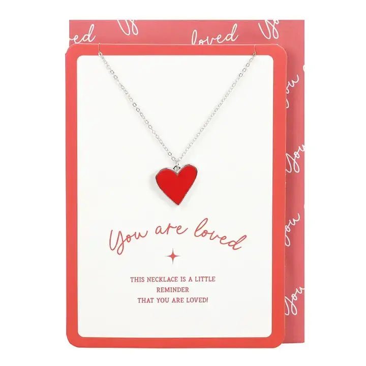 You Are Loved Heart Pendant Necklace Greeting Card - Ziya Blue