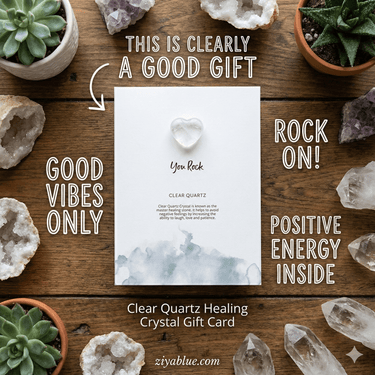 "You Rock" Clear Quartz Heart Card | - Ziya Blue