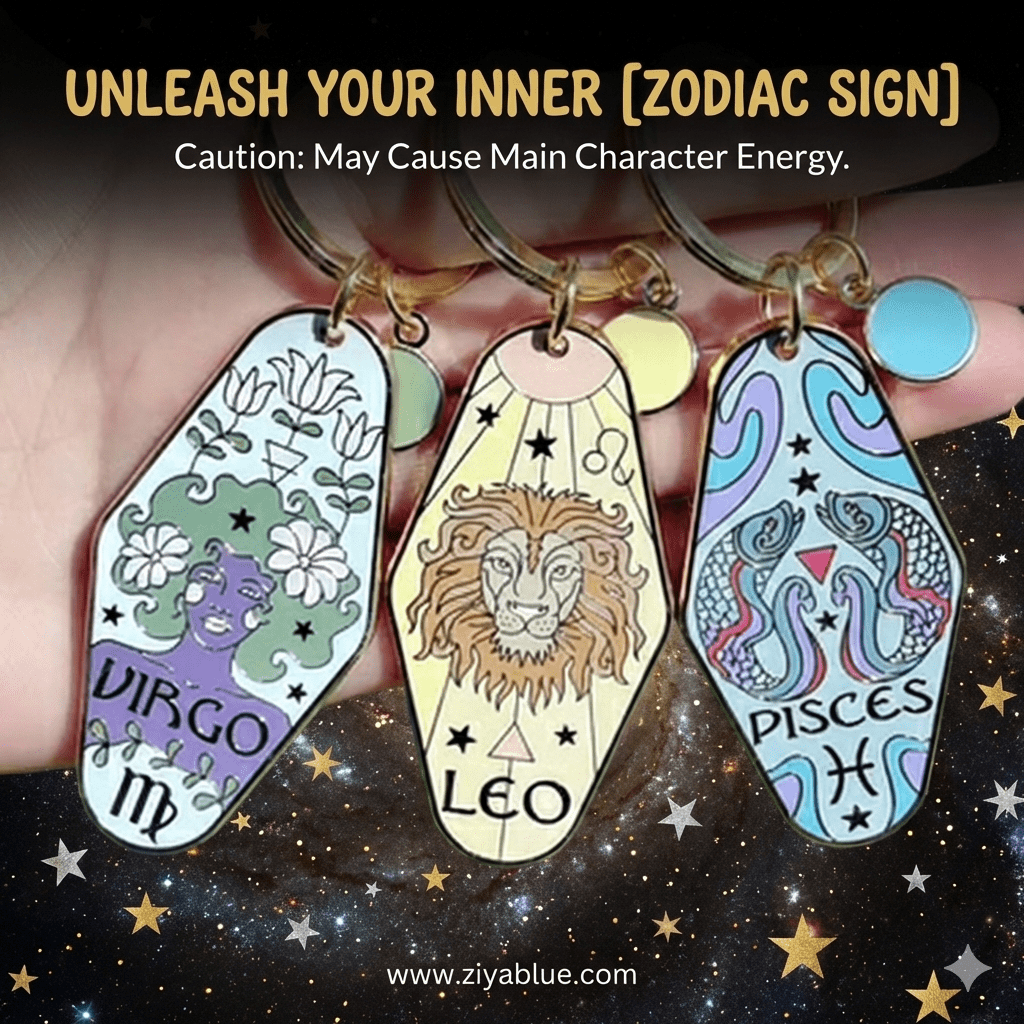 Zodiac Keychain - Ziya Blue