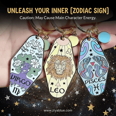 Zodiac Keychain - Ziya Blue
